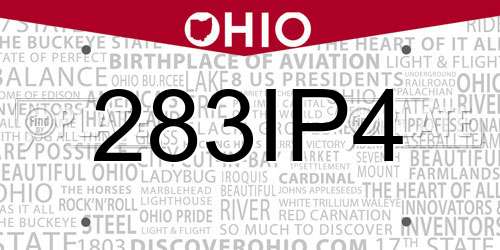 283IP4 Ohio License Plate