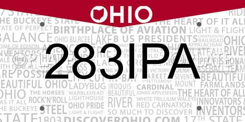 283IPA Ohio License Plate