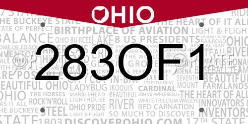 283OF1 Ohio License Plate