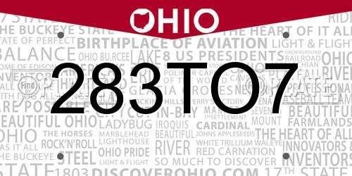 283TO7 Ohio License Plate