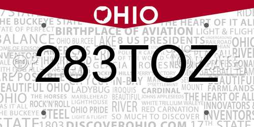 283TOZ Ohio License Plate