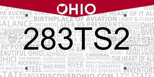 283TS2 Ohio License Plate