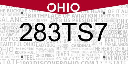 283TS7 Ohio License Plate
