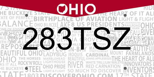 283TSZ Ohio License Plate
