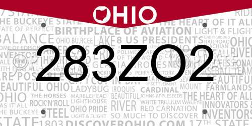 283ZO2 Ohio License Plate