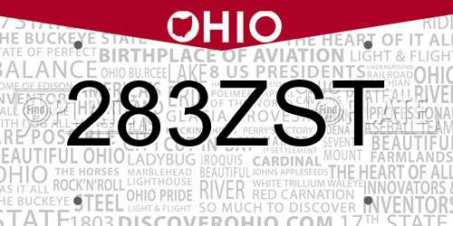283ZST Ohio License Plate
