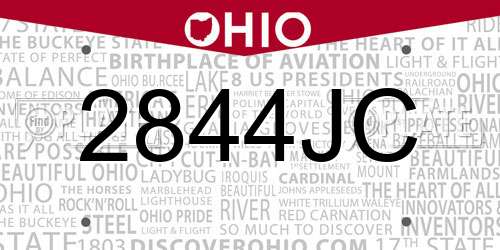 2844JC Ohio License Plate