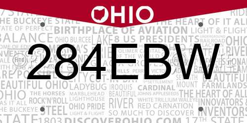 284EBW Ohio License Plate