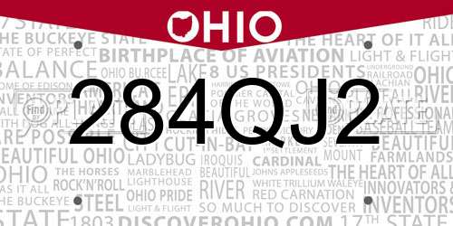 284QJ2 Ohio License Plate
