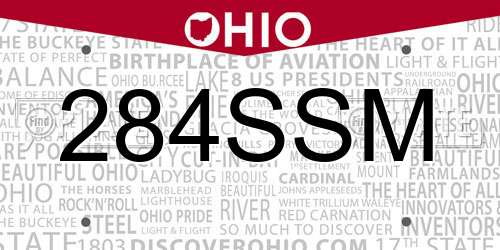 284SSM Ohio License Plate