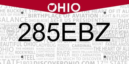 285EBZ Ohio License Plate