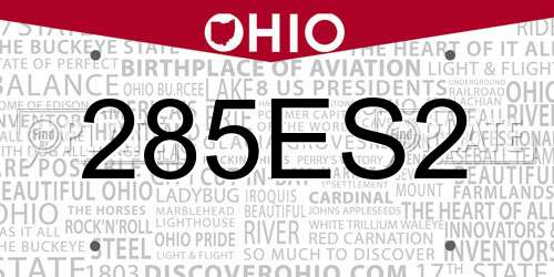 285ES2 Ohio License Plate