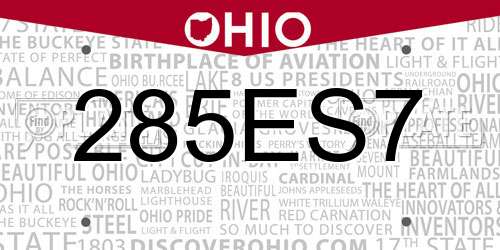 285ES7 Ohio License Plate