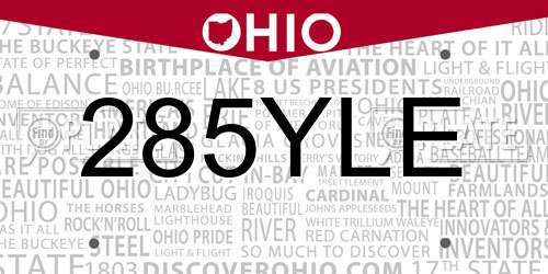 285YLE Ohio License Plate