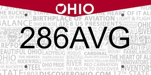 286AVG Ohio License Plate