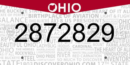 2872829 Ohio License Plate
