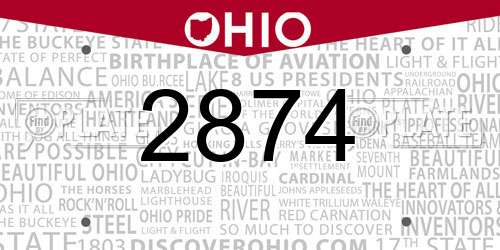 2874 Ohio License Plate