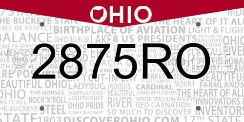 2875RO Ohio License Plate