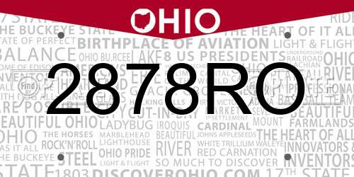 2878RO Ohio License Plate