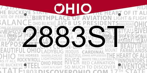 2883ST Ohio License Plate