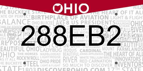 288EB2 Ohio License Plate