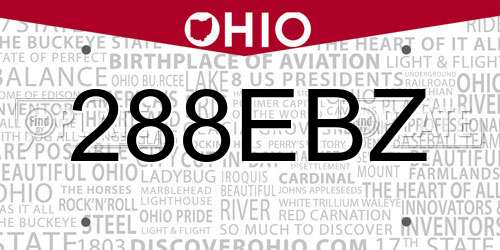 288EBZ Ohio License Plate