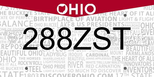 288ZST Ohio License Plate