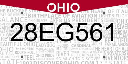 28EG561 Ohio License Plate