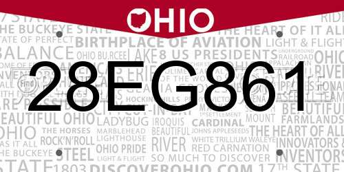 28EG861 Ohio License Plate