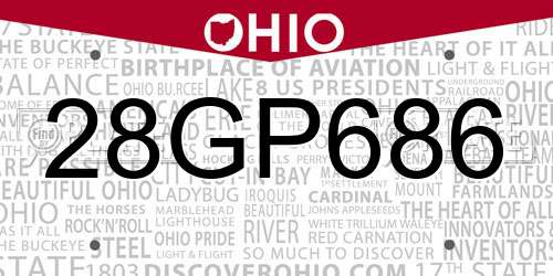 28GP686 Ohio License Plate