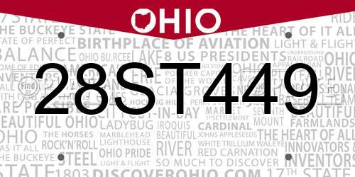 28ST449 Ohio License Plate