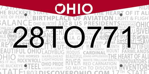 28TO771 Ohio License Plate