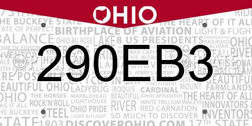 290EB3 Ohio License Plate