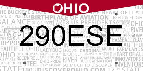 290ESE Ohio License Plate