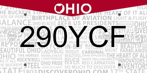 290YCF Ohio License Plate