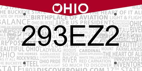 293EZ2 Ohio License Plate