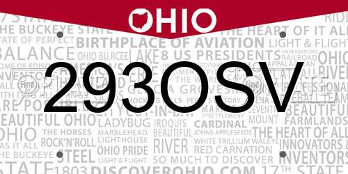 293OSV Ohio License Plate