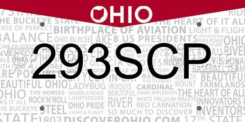 293SCP Ohio License Plate