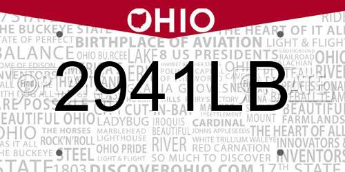 2941LB Ohio License Plate