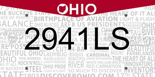 2941LS Ohio License Plate