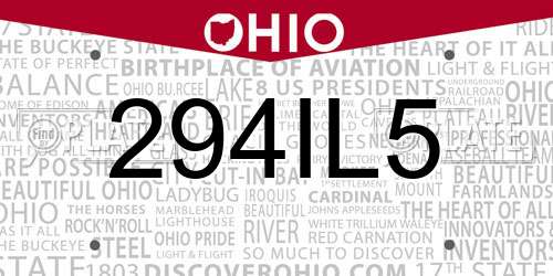 294IL5 Ohio License Plate