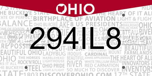 294IL8 Ohio License Plate