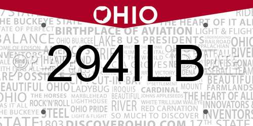 294ILB Ohio License Plate