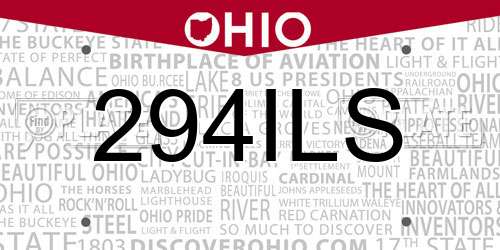 294ILS Ohio License Plate