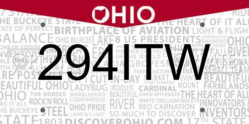 294ITW Ohio License Plate