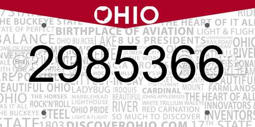 2985366 Ohio License Plate