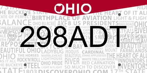 298ADT Ohio License Plate