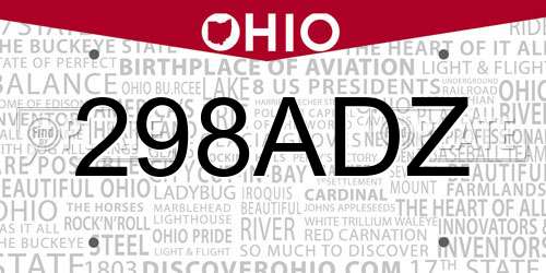 298ADZ Ohio License Plate