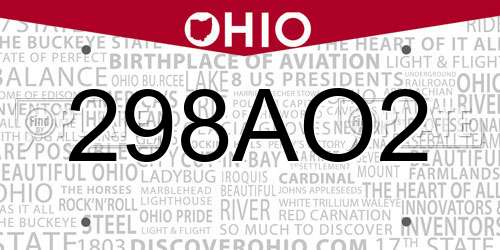 298AO2 Ohio License Plate