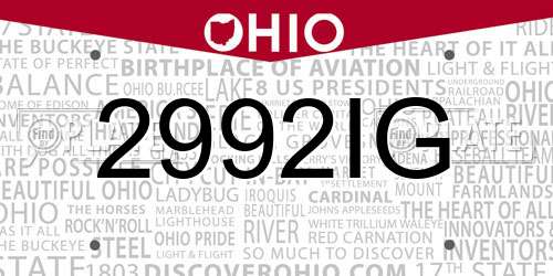 2992IG Ohio License Plate